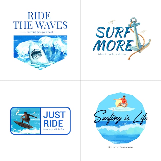 Logo con tavole da surf in spiaggia