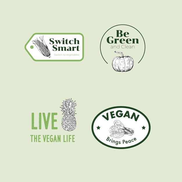 Logo with vegan food concept design for brand.
