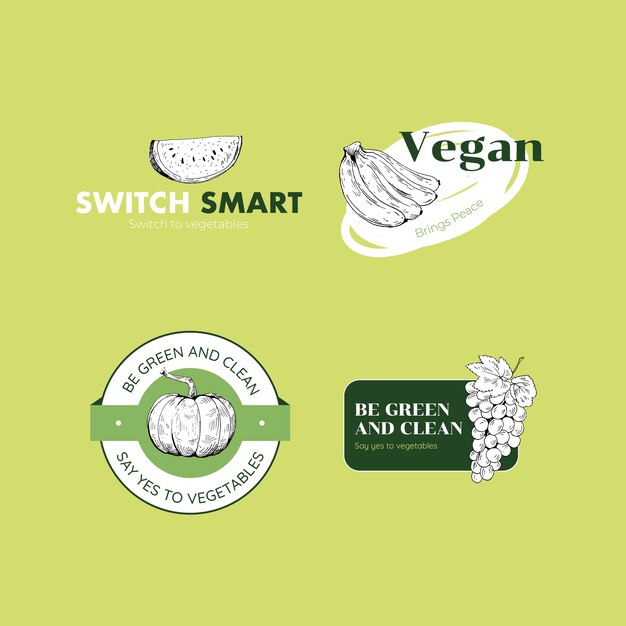 Logo with vegan food concept design for brand.
