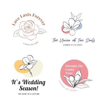 Logo with wedding ceremony for branding and icon