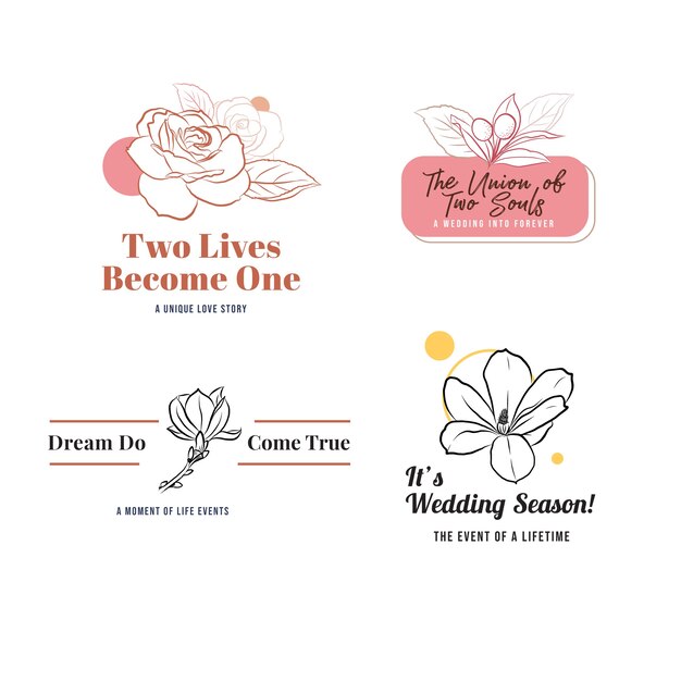 Logo with wedding ceremony for branding and icon