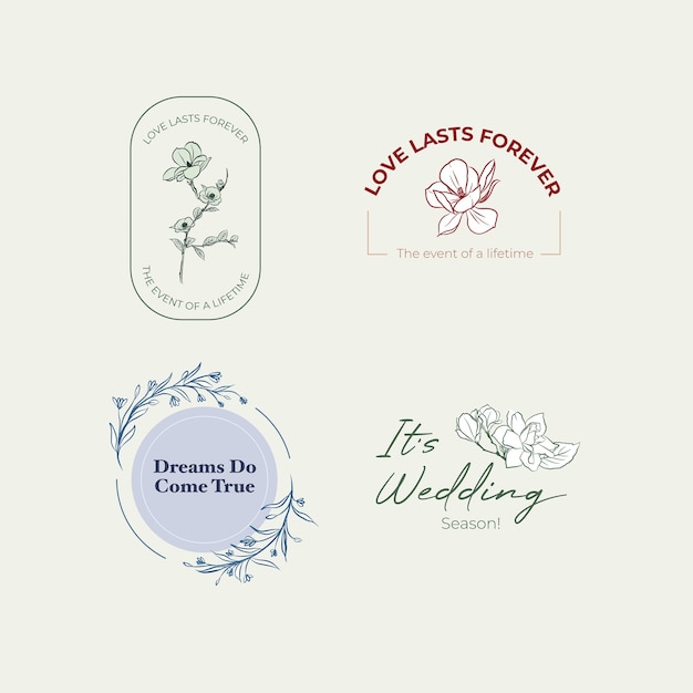 Free vector logo with wedding ceremony concept design for branding and icon vector illustration.