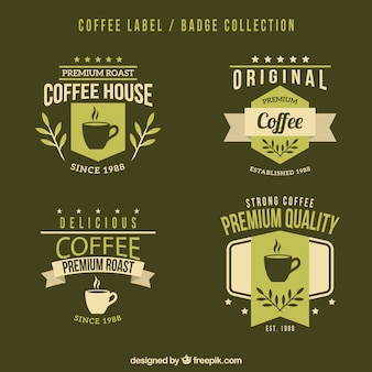 Logos for coffee on a green background