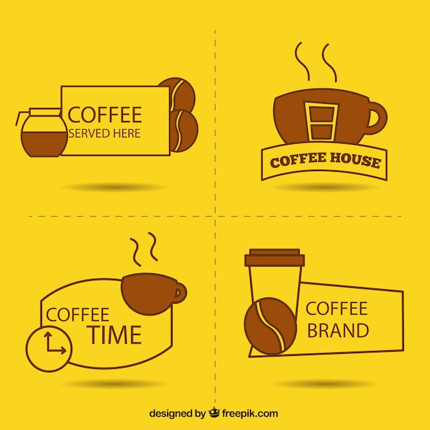 Logos for coffee on a yellow background