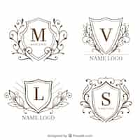 Бесплатное векторное изображение Коллекция логосов с винтажным и роскошным стилем