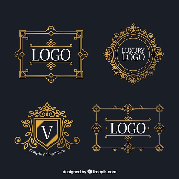 ヴィンテージとラグジュアリースタイルのロゴコレクション