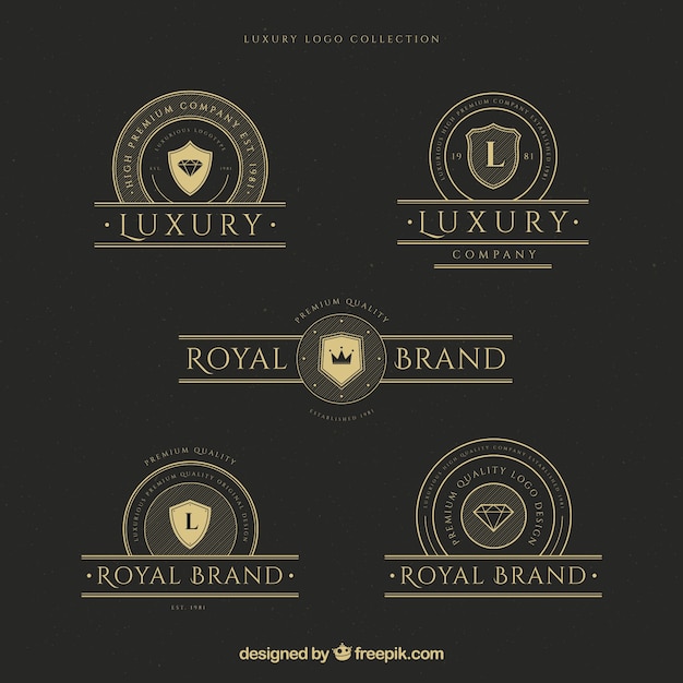 Free vector logos collection with vintage and luxury style