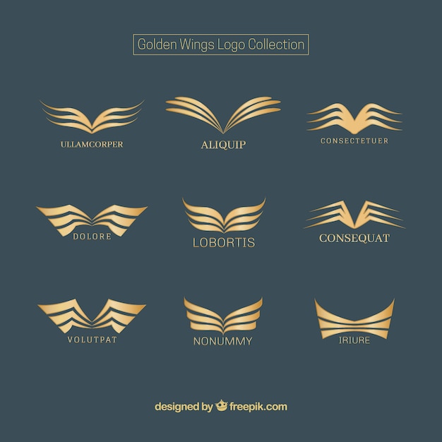 Free vector logos of golden wings collection