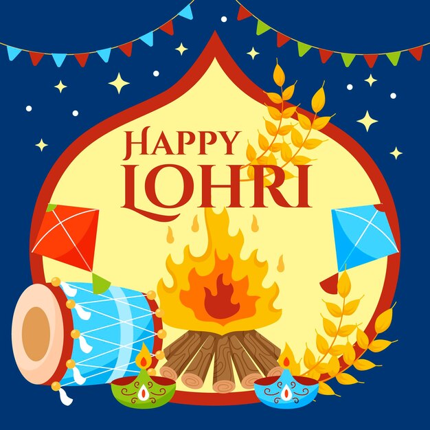 Free Vector lohri celebration illustration