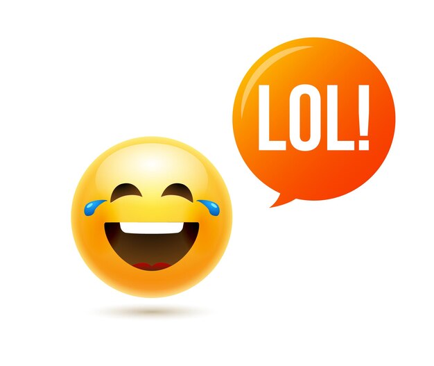 Lol emoji icon smile face. emoticon joke happy cartoon funny lol emoji illustration.