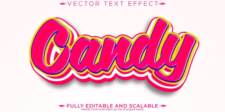 Free Vector lollipop candy text effect editable sugar and sweet text style