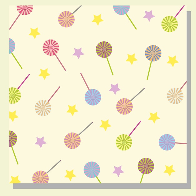 Lollipop and stars pattern background