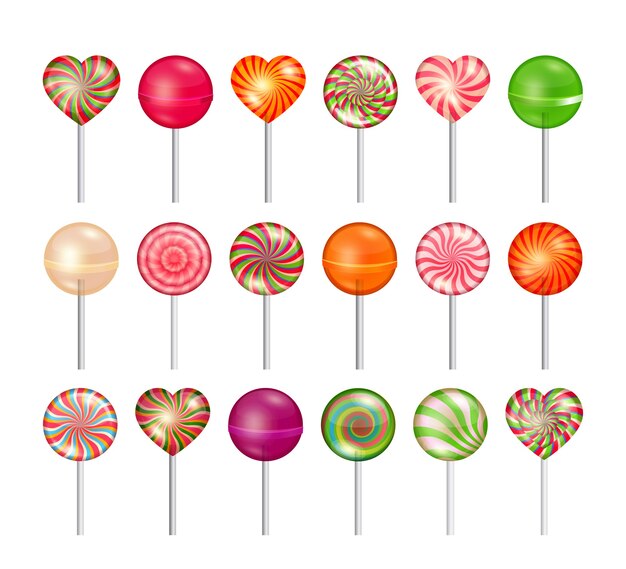 Lollipops  set. Candy , sweet food dessert, caramel on stick