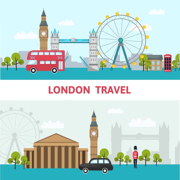 헤드 라인 런던 여행과 도시의 명소와 런던 도시의 스카이 라인 일러스트