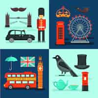 Free vector london colored compositions