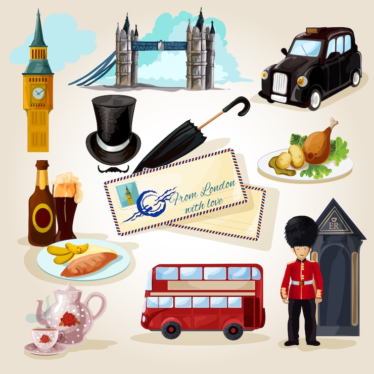 Free Vector london touristic set
