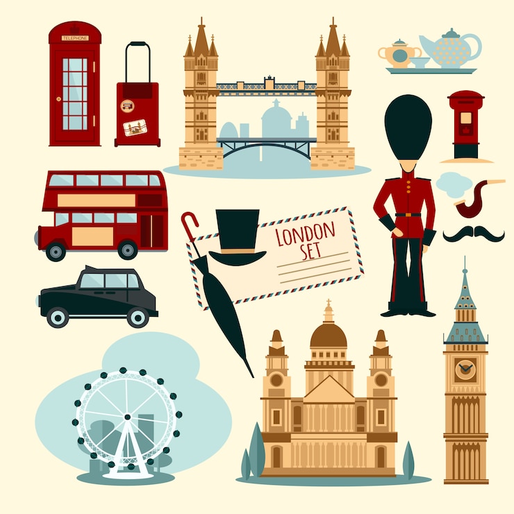 Free Vector london touristic set