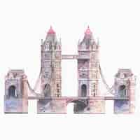 Free vector the london tower bridge painted by watercolor