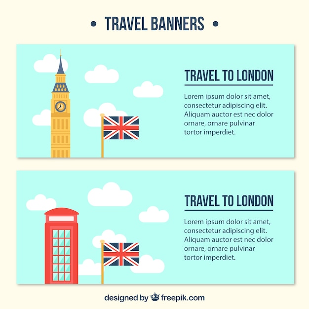 Bandiere di viaggio di londra in design piatto