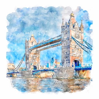 Лондон соединенное королевство акварельный эскиз рисованной иллюстрации