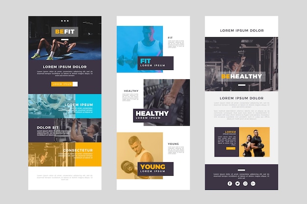 Long fitness email template with photos