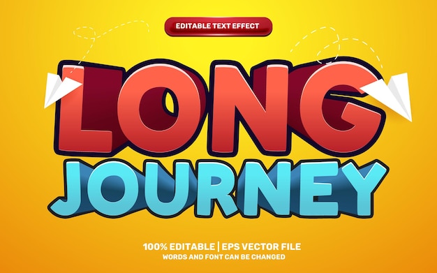 Long journey cartoon comic game adventure editable text effect