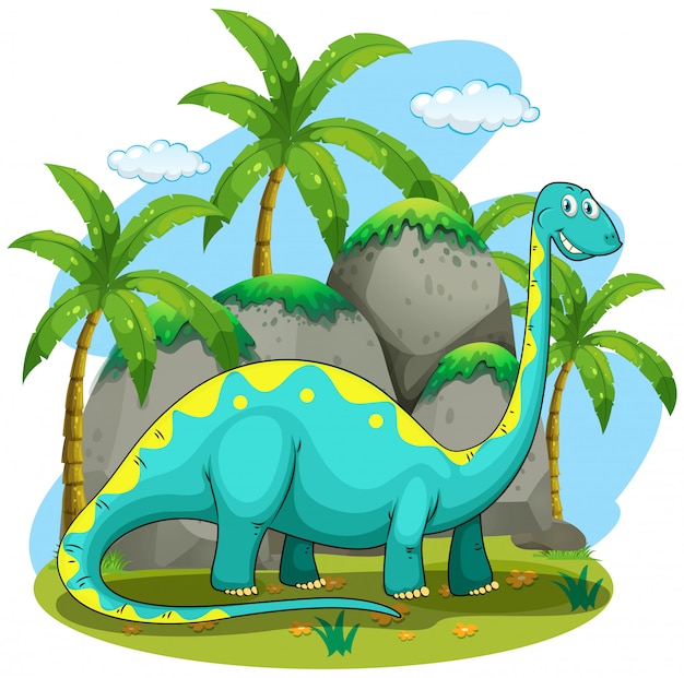 Free vector long neck dinosaur standing in the field