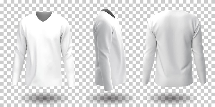 Free Vector long sleeves white t-shirts