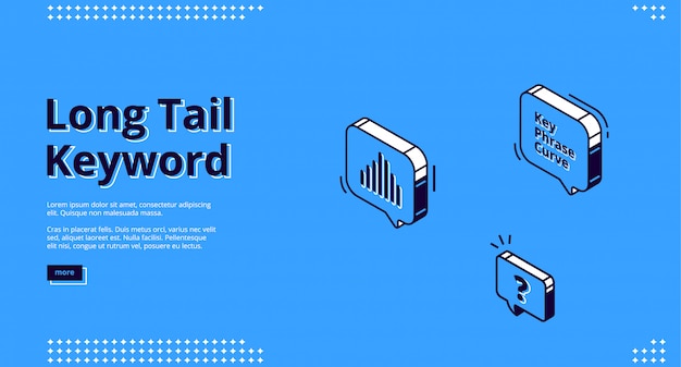 Free vector long tail keyword banner with isometric icons