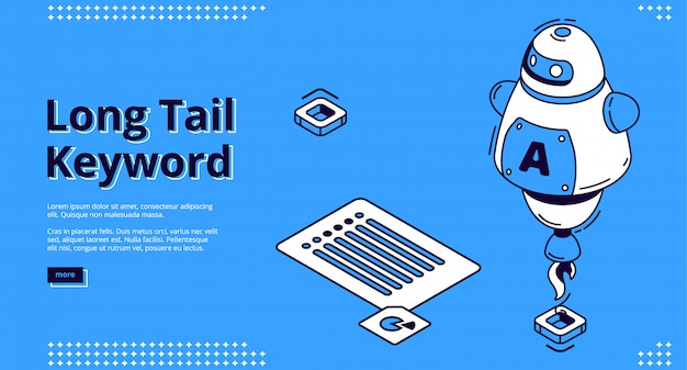 Free vector long tail keyword banner with isometric robot