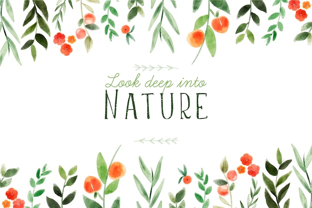 Look deep into nature. lettering quote with floral theme and flowers