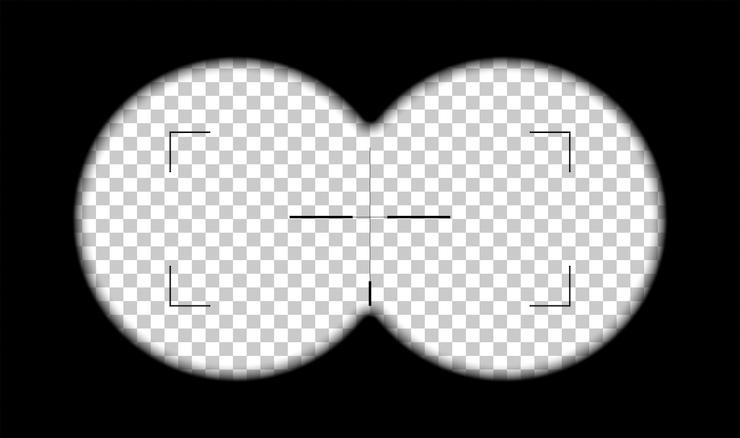 Free Vector looking in periscope or binoculars at target on black background sight view of lookout vector illustration optical crosshair zoom symbol optic viewfinder in action on transparent background