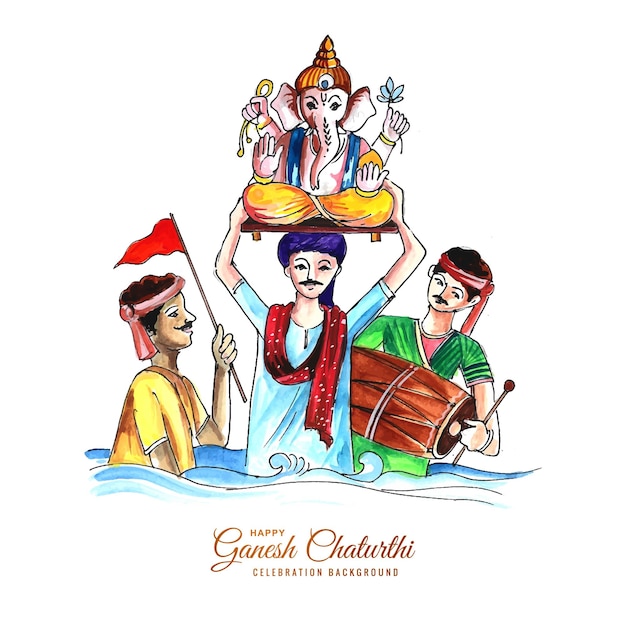 Free vector lord ganesh chaturthi indian festival celebration card background