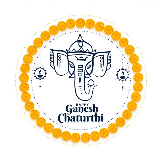 Lord ganesh chaturthi indian festival wishes card 