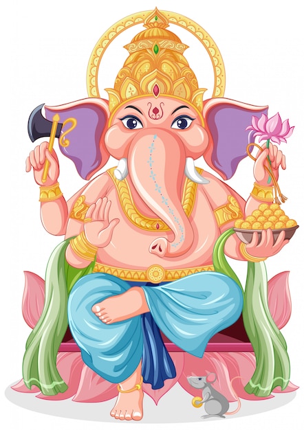 Free Vector lord ganesha cartoon style
