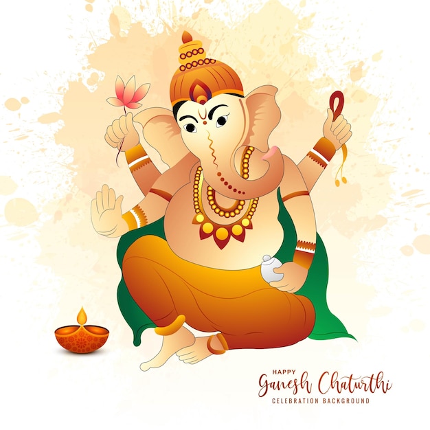 Lord ganpati design for ganesh chaturthi festival of india card background