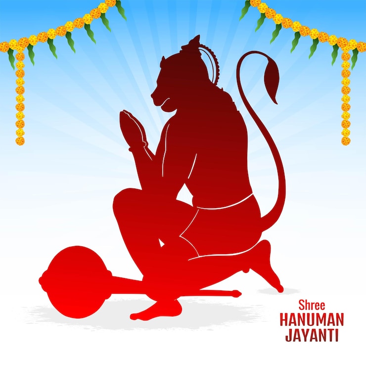 मुफ़्त वेक्टर lord hanuman on religious background for sri hanuman jayanti card design