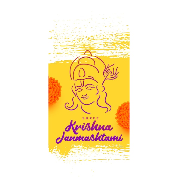 Free vector lord krishna janmashtami festival wishes greeting vector