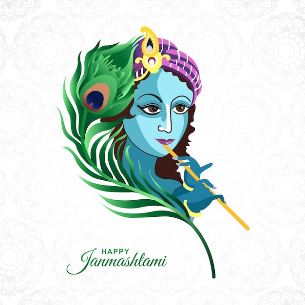 Free vector lord krishna janmashtami religious holiday card background