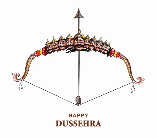 Lord rama with arrow killing ravana in happy dussehra background