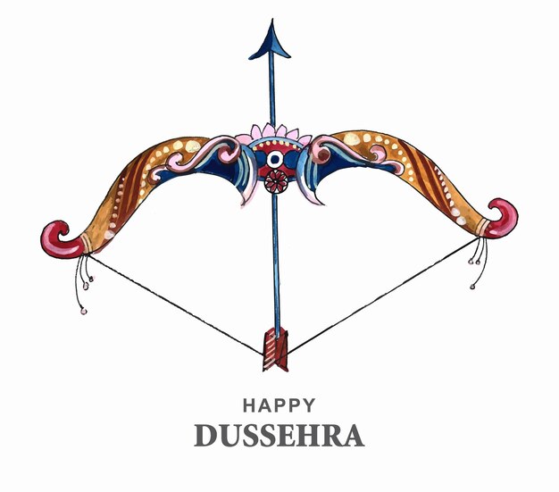 Vettore gratuito lord rama con la freccia che uccide ravana in un felice design dussehra