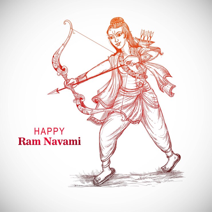 Free Vector lord rama with arrow killing ravana in navratri festival