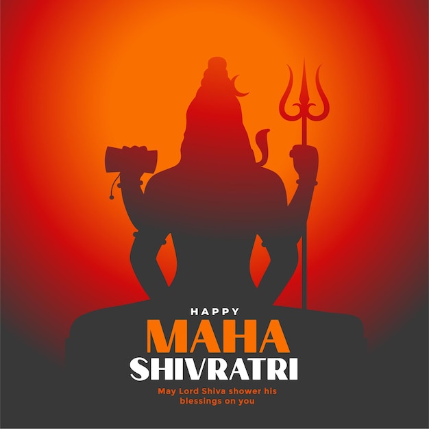 Free vector lord shiv shankar silhouette background for maha shivratri