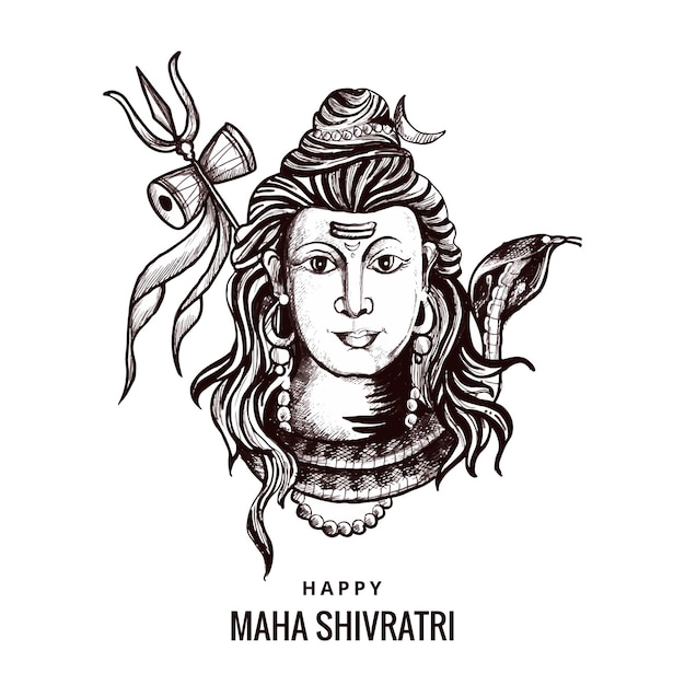 Free Vector lord shiva indian god of hindu for maha shivratri card background
