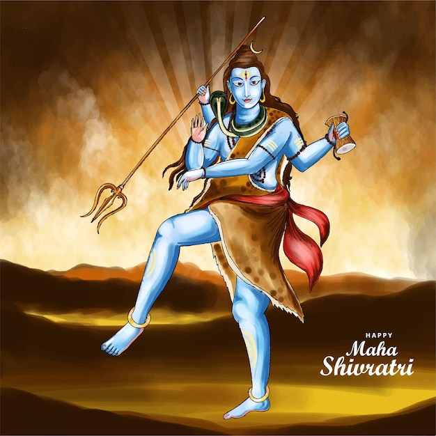 무료 벡터 시바 신 (shiva) - 힌두교의 신으로 시바트리 카드 배경
