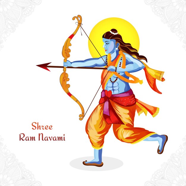 무료 벡터 lord shree ram navami 축제 소원 카드 배경