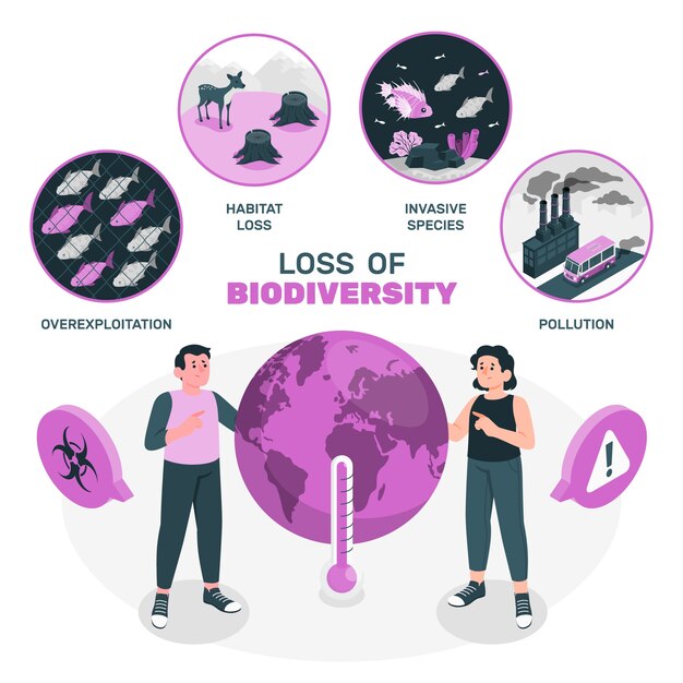 Loss of biodiversity concept illustration