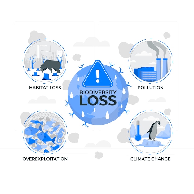 Loss of biodiversity concept illustration