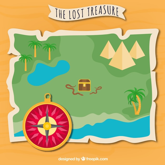 Lost treasure map illustration
