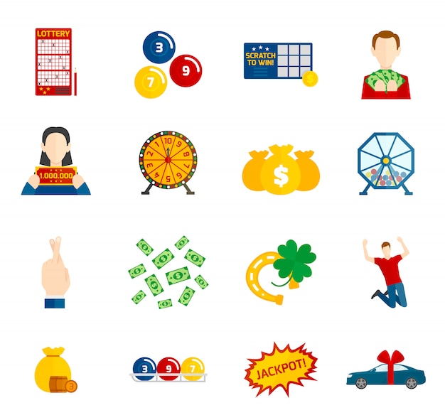 Lottery icon flat set